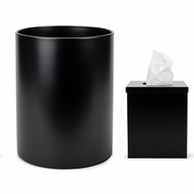 Round Bathroom Trash Can and Tissue Box Holder Set, Black - $1,734.44 MXN