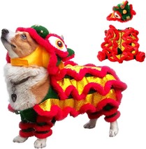 Dog Costume Cute Lion Dance Dog Costume With Beast Horn Chinese New Year Cat Dog - $41.99