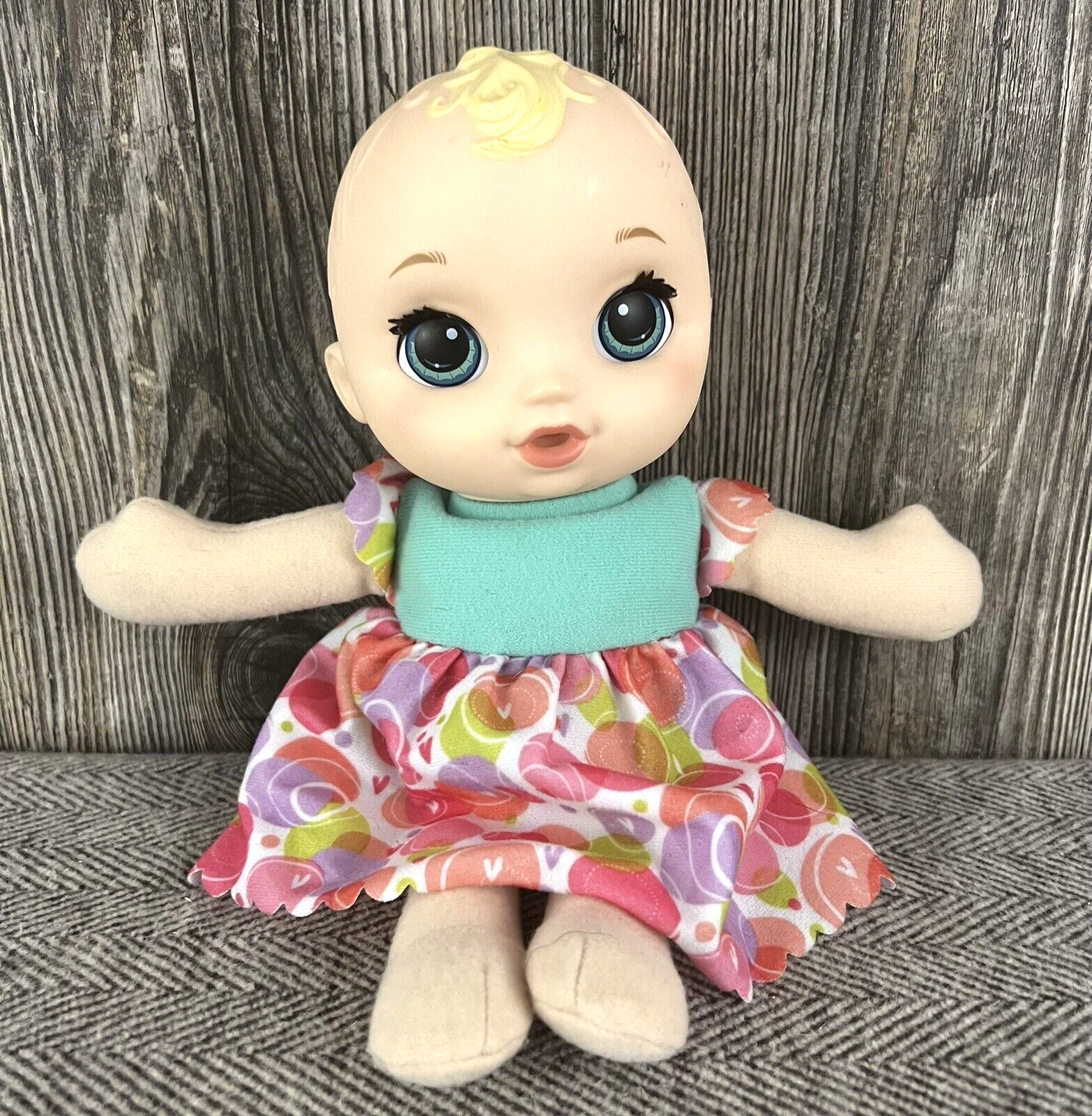 Hasbro Baby Alive Lil' Slumbers Doll 2016 Soft Cloth Body 11" Pink/Green Dress - £12.42 GBP