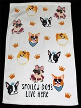 Kassafina Spoiled Dogs Live Here Crowns Hair Bows Glasses Velour Hand Towel Nwt - £12.01 GBP
