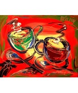 coffee MODERN ABSTRACT ART - PAINTING CANVAS CANADIAN TYRTH456U - £77.90 GBP