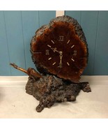 Vintage Lacquered 15” Wood Mantle Clock Wooden Log Slice Untested RARE - $131.47 CAD