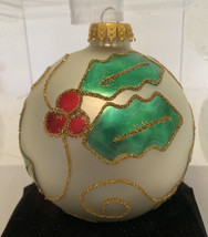 Designers Studio Christmas Hand Crafted Glass Ornament Mistletoe  - £7.57 GBP