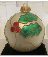 Designers Studio Christmas Hand Crafted Glass Ornament Mistletoe  - £7.47 GBP
