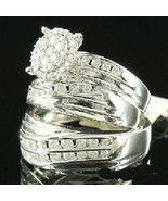 Diamond 2.82 CT 14K Gold Over Silver His and Hers Wedding Band Trio Ring... - $153.86