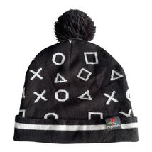 PlayStation Beanie Hat Black White Logo Symbols Pom Winter Cap 2016 - $13.50