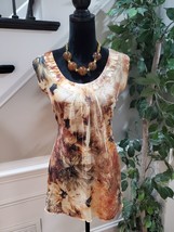 Dressbarn Womens Brown Floral 100% Polyester Round Neck Sleeveless Top Blouse XL - £18.11 GBP
