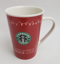 Starbucks Coffee Mug Cup Red Holiday White Handle Christmas 2005 It ONLY HAPPENS - £19.34 GBP