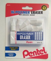 Lots of 12 Pentel Hi-Polymer Bar Eraser Plus 6 Pencil Cap Erasers Non-Abrasive  - £47.36 GBP