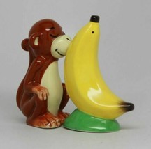 Monkey Banana Jungle Joy Salt and Pepper Shaker Ceramic Set Home Decor - £13.56 GBP