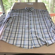 Roundtree &amp; Yorke Mens Shirt 3XLT Tall Navy Plaid Flannel Long Sleeve Bu... - $14.84