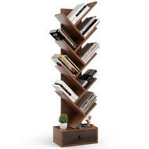 10-Tier Tree Bookshelf with Drawer and Anti-Tipping Kit-Brown - Color: B... - $2,103.94 MXN