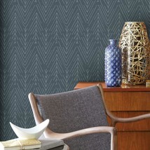 Navy And Gray Twig Hygge Herringbone Peel And Stick Wallpaper From Roommates. - £33.17 GBP