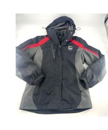 Port Authority UPS Winter Jacket Womens Medium Black Red Lined Hooded Wi... - $24.74 CAD