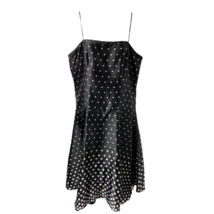 Dressbarn Womens Fit &amp; Flare Dress Black White Midi Polka Dot Spaghetti Strap 12 - £14.26 GBP