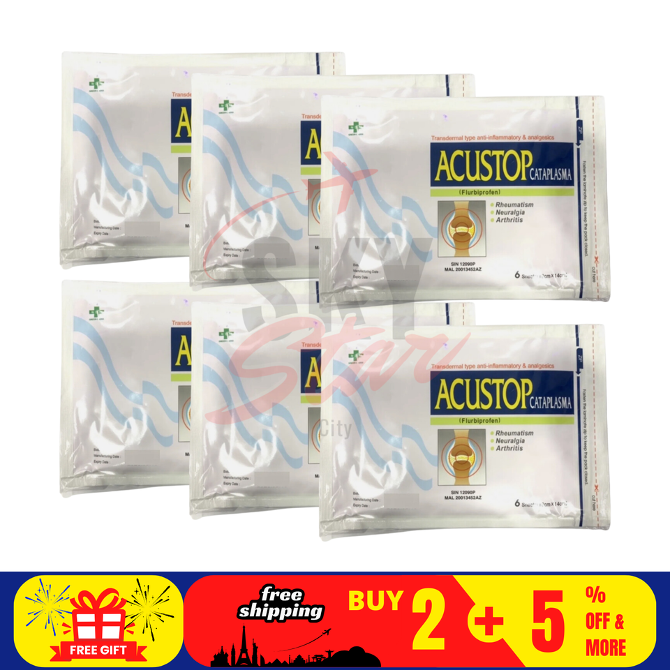 6 Pack Acustop Cataplasma Plaster Analgesic Release Body Shoulder Joint - $82.07