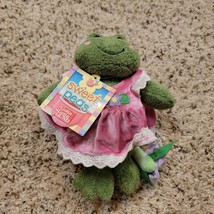Gund Sweet Peas Plush Ribbirta Frog in Dress with Flowers 7” Flower backpack - £5.47 GBP
