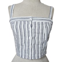 White and Blue Striped Sleeveless Crop Top Size Small - £19.42 GBP