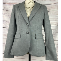Banana Republic Virgin Wool Blazer Jacket Womens 4p 2 Button Italian Fabric Gray - £56.38 GBP