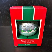 Vintage Hallmark Glass Ball Ornament Granddaughter 1989 Bunny Rabbit Ice... - $8.90
