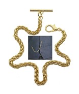 Albert Chain Pocket Watch Spiga Wheat Chain Gold color with Fob T Bar AC155 - $251.20 MXN