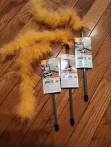 3-Pack Fuzzy Wand Interactive Cat Wand Toy Play Furry Feather - Yellow or Orange - £9.48 GBP