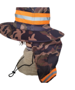 CAMO Hi Vis Reflective Safety Boonie Neck Flap Cover Work Hat Camouflage... - $17.35 CAD