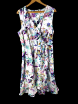 Apt 9 Dress Size XL Illusion Wrap Watercolor Floral Wedding Guest Flirty... - $32.51