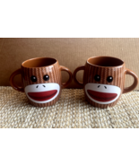 Sock Monkey Coffee Cup Tea Mugs 4&quot; Novelty Retro Lot of 2 - $462.11 MXN