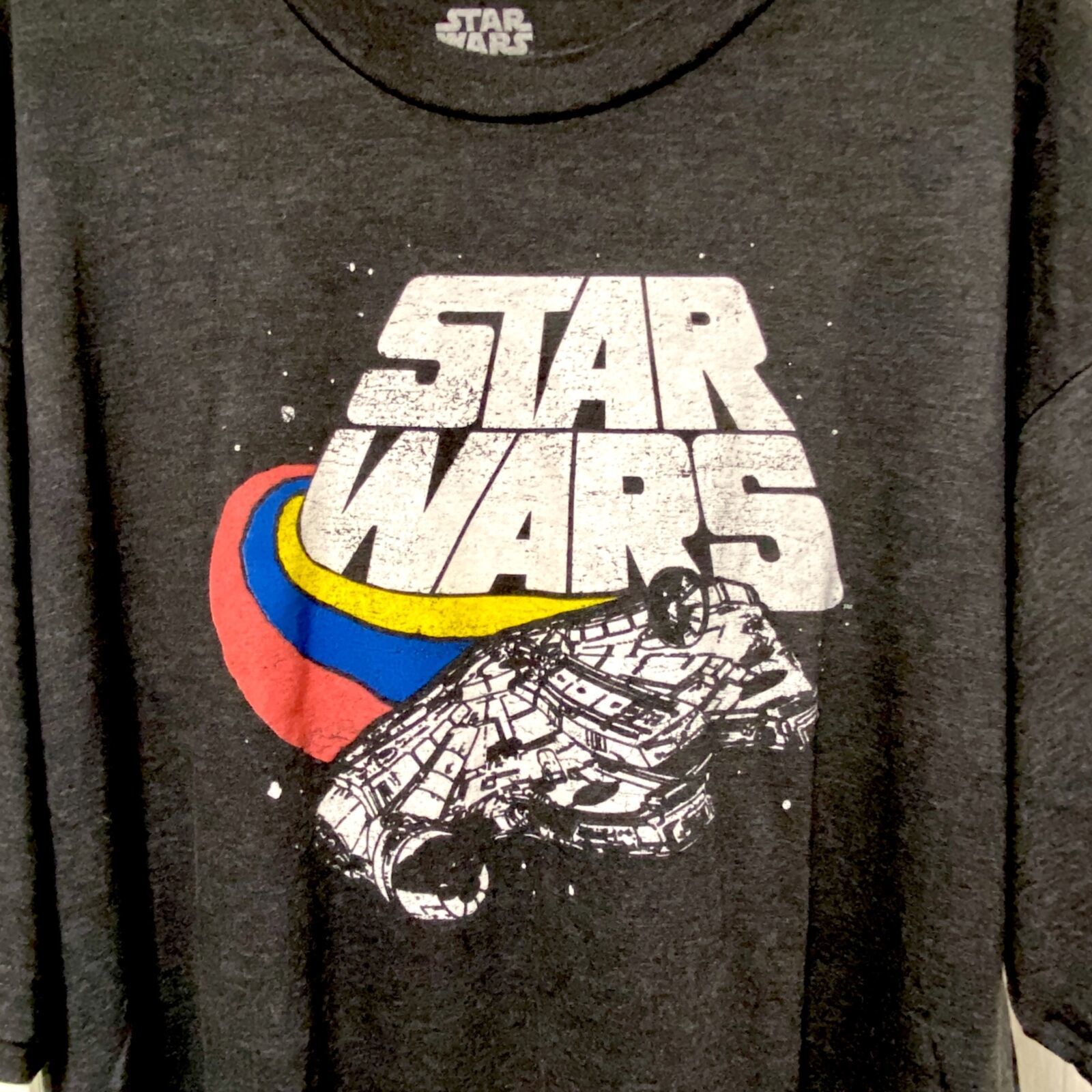 Primary image for Vintage Fifth Sun Star Wars 3XL Gray Red-Blue-Yellow Millennium Falcon T-Shirt