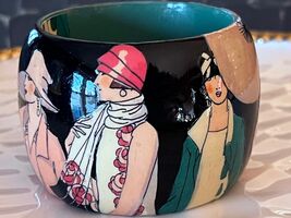 Rare VTG Mar San Marsan 1920s Art Deco Ladies 2.25&quot; Wide Bangle Bracelet - $114.94