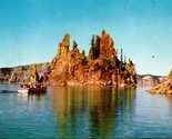 Vtg Chrome Postcard Crater Lake National Park Phantom Ship w Boat 1950s ... - $3.91