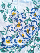 Colorful Mid Century 1950&#39;s Leacock Prints Blue Pansy Cotton Tablecloth ... - £30.26 GBP