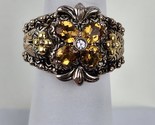 Barbara Bixby Citrine Lotus Flower Sterling Silver &amp; 18k gold Ring Size 6 - $134.63