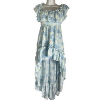 Skylar Madison High Low Ruffle Boat Neck Blue Floral Dress Women&#39;s Size S - £27.68 GBP
