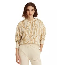 Lauren Ralph Lauren Women&#39;s Crean/Tan Belting Print Terry Hoodie XL NWT - £52.30 GBP