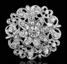 Christmas new year stunning diamonte silver plated brooch pin broach gift rr3 - £12.23 GBP