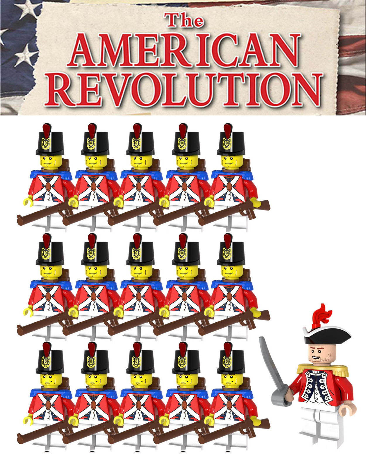 The American Revolutionary War British Redcoat Solders Set A 16 Minifigures Lot