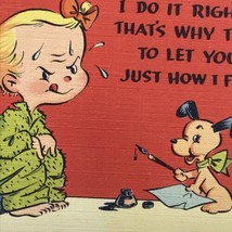 Vintage Postcard Humorous How I Feel Today Cartoon Girl And Dog - £7.95 GBP