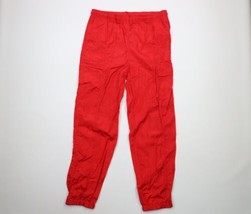 Vintage 80s Adidas Mens Large Trefoil Distressed Nylon Cargo Joggers Pants Red - £30.89 GBP