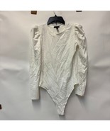 Aqua Womens M White Puff Shoulder Long Sleeve Bodysuit NWT BE46 - €25,52 EUR