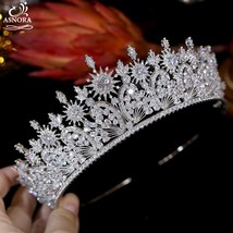 New Vintage Baroque Crown Tiaras Gorgeous Zircon Crystal Princess Birthday Headd - £146.60 GBP