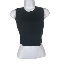 Happily Grey Womens Crop Top Size Large Juniors Black Ribbed Stretch Sle... - £14.38 GBP
