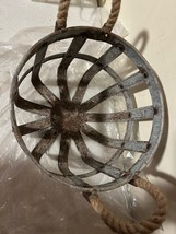 Small Rustic Metal Basket with Rope Handles - 10 Inch image 4