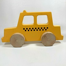 Manny Simon Eco Friendly Reclaimed Natural Wood Toy Yellow Taxi Cab 2016 - £18.64 GBP