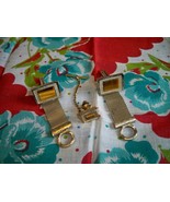 SALE! Vintage Goldtone Cuff Links and Tie Pin Set Meshed Belt Caramel Stone - £6.38 GBP