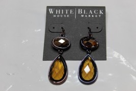White House Black Market French Wire Dangle Earrings Metallic Gemstones - £13.99 GBP