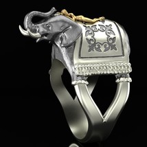 Retro 925 Silver Filled Gem Elephant Party Ring Anniversary Jewelry - £198.39 GBP