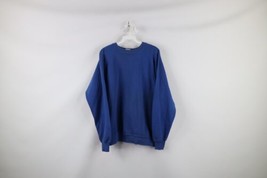 Vtg 90s Streetwear Womens XL Distressed Blank Crewneck Sweatshirt Royal Blue USA - £31.61 GBP