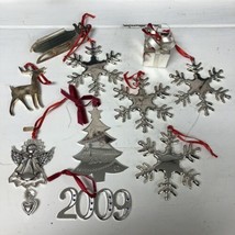 Lot of 10 Silver Plated Jeweled Christmas Ornaments: Snowflakes Angel Tree Gift - £54.79 GBP